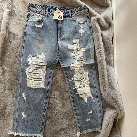 NWT SER.O.YA Omar Drop Crotch Boyfriend jeans size 26/24 coastline - Picture 5 of 16